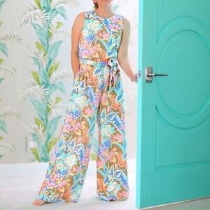 J. McLaughlin Blue Pink Halter romper Resort Wear